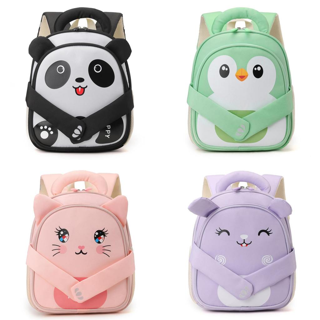 Kids Backpack With Bear Print For Preschoolers Nylon Breathable Lightweight