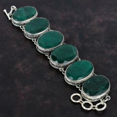 Bracciale di Smeraldo Zambiano Sfaccettato Gioiello con Pietra Preziosa Bracciale in Argento Sterling 925 Bracciale Vintage Bracciale con Catena Regolabile Gioiello Fatto a Mano