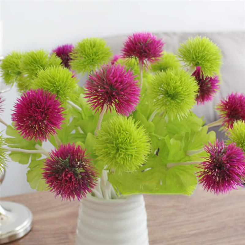 Artificial Dandelion Flower Plastic Decorative Fake Grass Ball Flower for Wedding Home Garden Decoration White