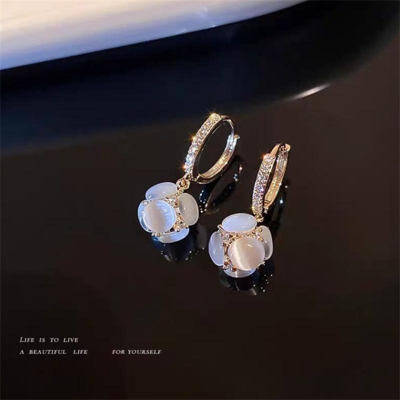 Pendientes colgantes de ópalo con diamantes de imitación para mujer, nuevos pendientes llamativos, pendientes de cristal de circón a la moda, regalo de joyería