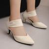 Size 34-43 Women Pumps 6cm High Heels Pointed Toe Mary Janes Footwear Women Wedding Dress Office Lady Ankle Strap Shoes