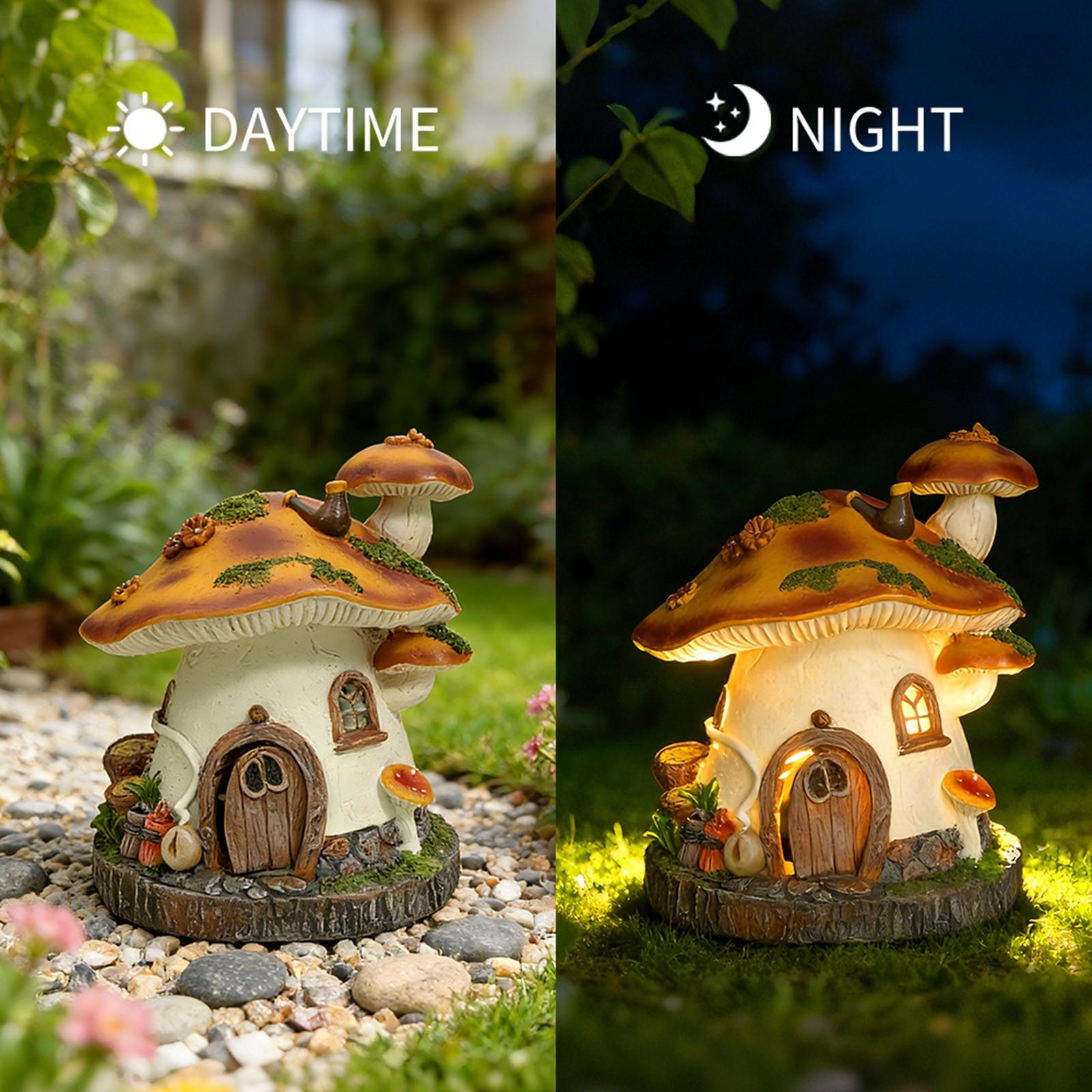 

Mushroom House Statue Solar Light Figurine Lamp Gift Craft Weatherproof Resin Sculpture Outdoor