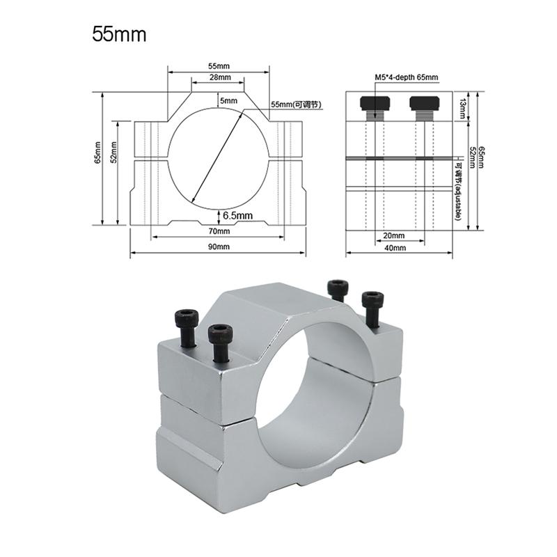 HLTNC 52mm 55mm 65mm 80mm 100mm 105 125mm CNC Aluminum Spindle Motor Fixture Clamp Bracket For Openbuild Engraver Router
