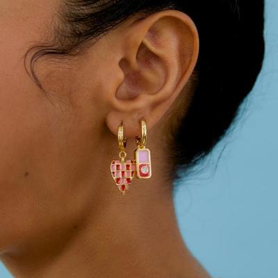 [POPTS] Pink Modernity Stone Earrings OTE122522EYP