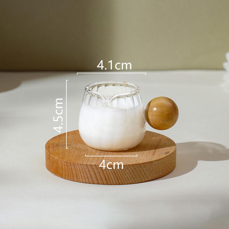 50/100/150 ml Szklanka do odmierzania espresso z drewnianym uchwytem DIY Dzbanek do mleka Akcesoria do kawy Przezroczysty kubek do odmierzania kuchennego