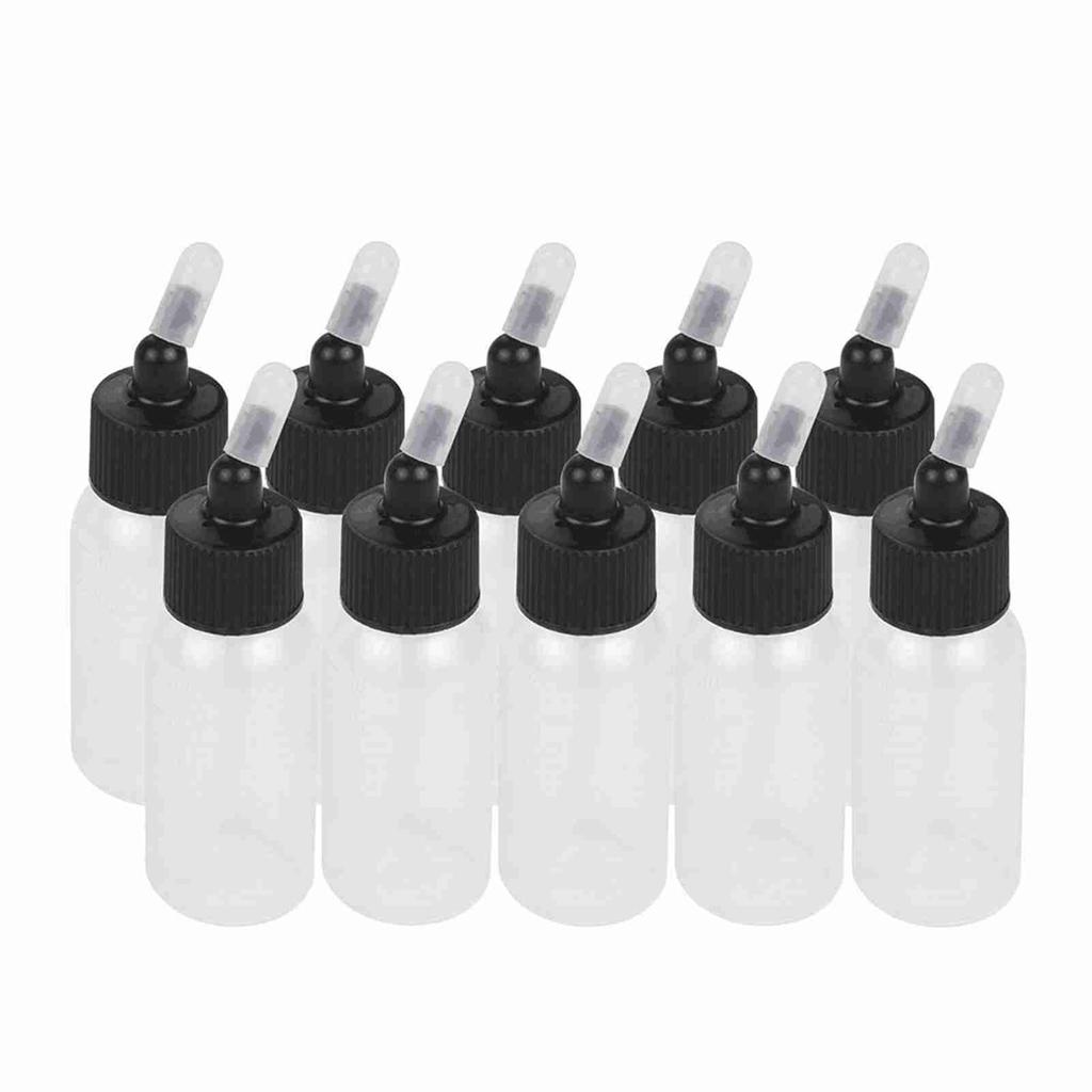 Box of 10-Each 1.2-Ounce(35 ) Brush Bottles Paint Storage Bottles PP Jar and Cover with Scale Line -proof for Dual-Action Siphon Feed Brus