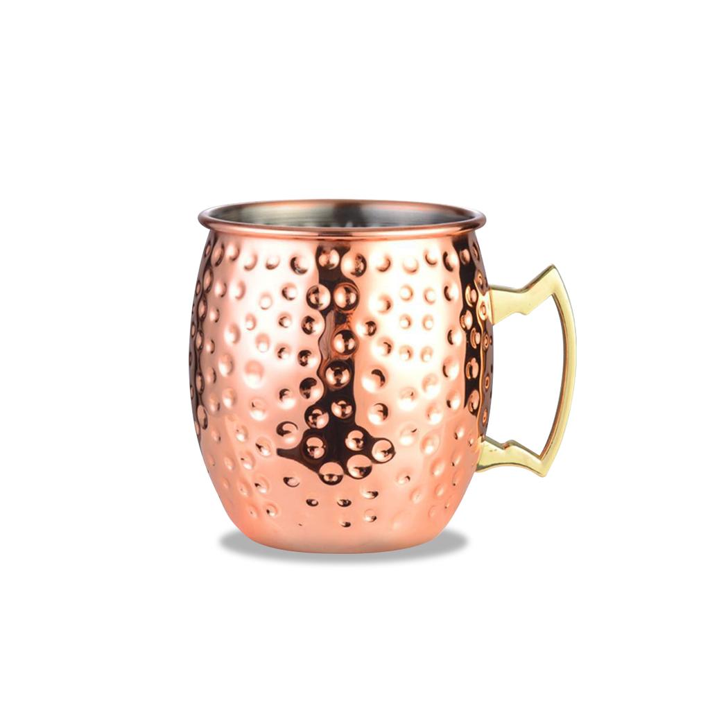 Leeseph Moscow Mule Mugs, Hammered Copper Cups with 304 Stainless Steel Lining, for Cold Drinks, Beer, Wine, Bars, Parties, Gift