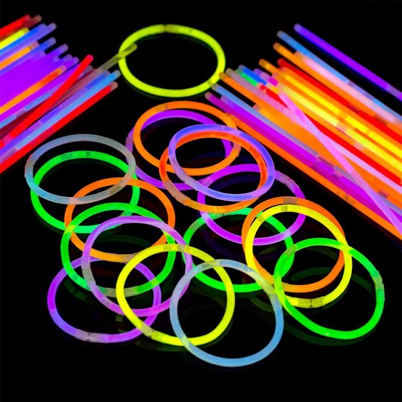 Luminous Multicolors Glow Stick Bendable Fluorescence Sticks Glowing Bracelets DIY Necklace with Connector for Party Decor Gifts