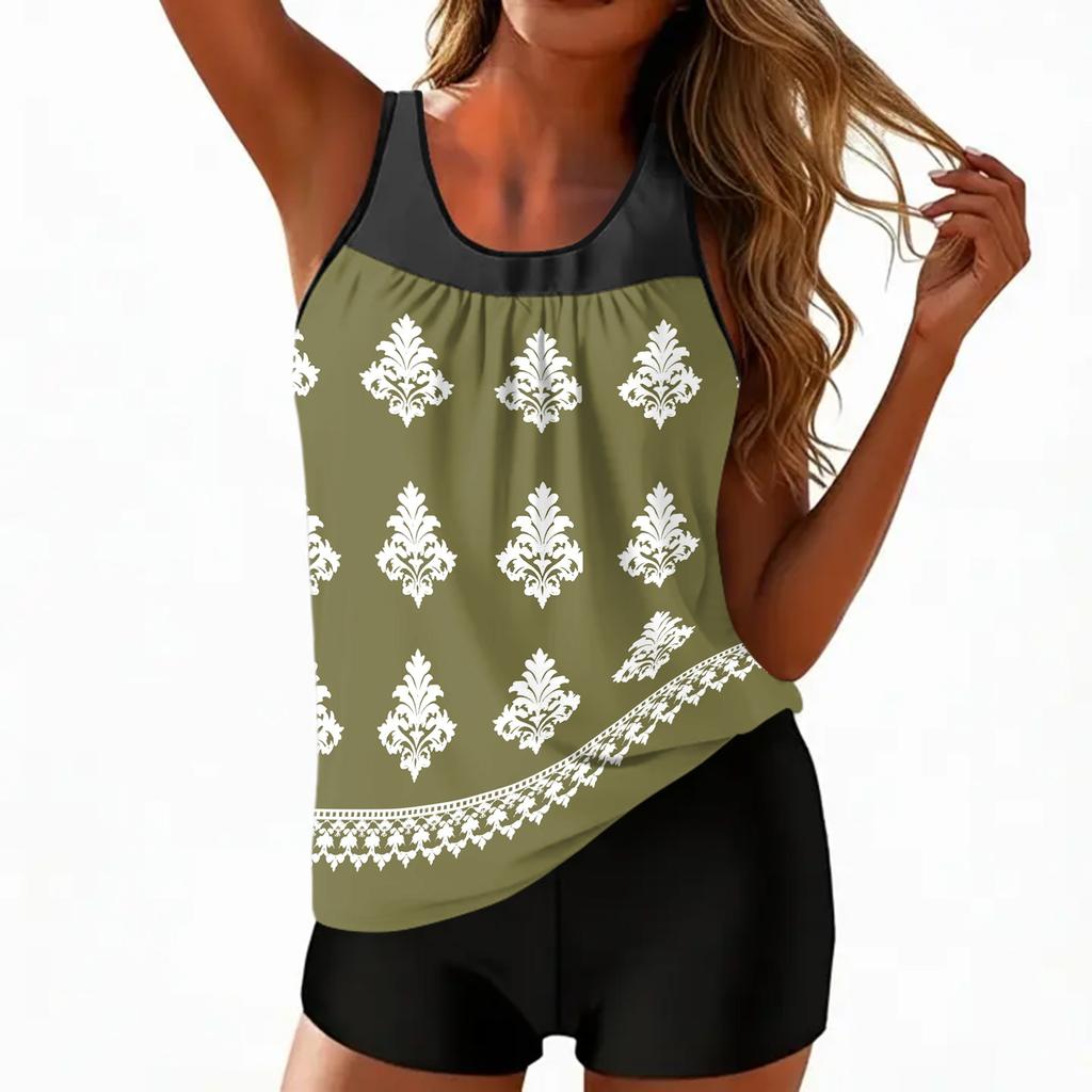 Women's Bohemian Print Split Swimsuit Sport Swimsuit
