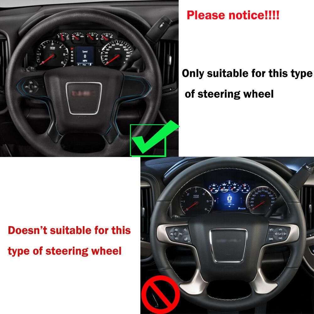 2pcs Steering Wheel Cover Trim Decor for Chevy Silverado 2014-2018 Carbon Fiber