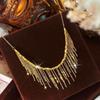 Funkelnde Quasten Statement Halskette - Elegante Sandgold Schlüsselbein Kette für Partys