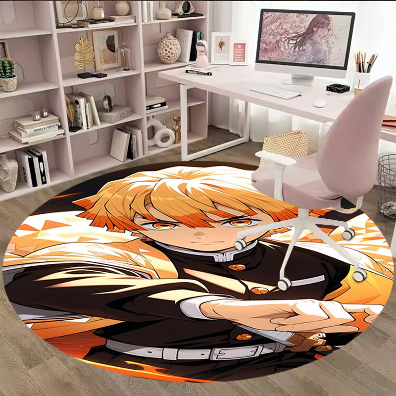 1pc Agatsuma Zenitsu Carpet, Round Rug, Comfortable, Suitable for Entryways, Living Rooms, Office, And Bedrooms, Christmas Decoration