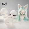 Halloween Party Mask DIY Blank Fox Mask, White Furry Head Base Unpainted Animal Anime Style Costume Fursuit Accessory for Masquerade Cosplay Therian