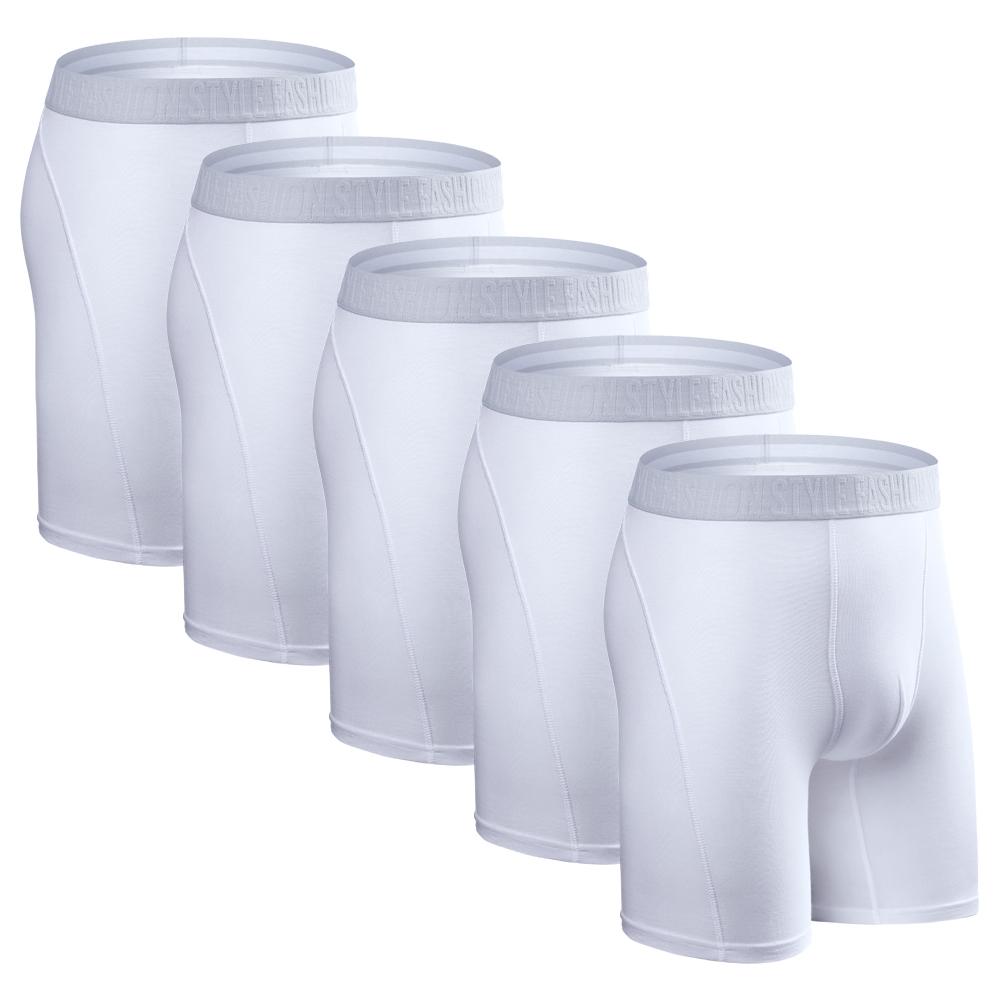 

BONITOS, 5 шт., длинные мужские трусы, хлопковые мужские боксеры, удобное нижнее белье для мужчин, однотонные трусы XL