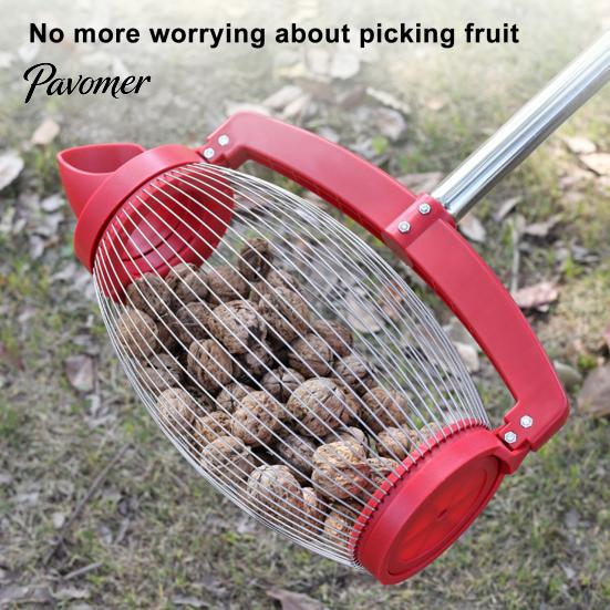 Raccoglitore di Noci Raccoglitore Appeso Manico Esteso Acciaio Inossidabile Palo Spesso Risparmio di Lavoro con Custodia Sacca Raccogli Noci Grande Rotante Giardino Noce