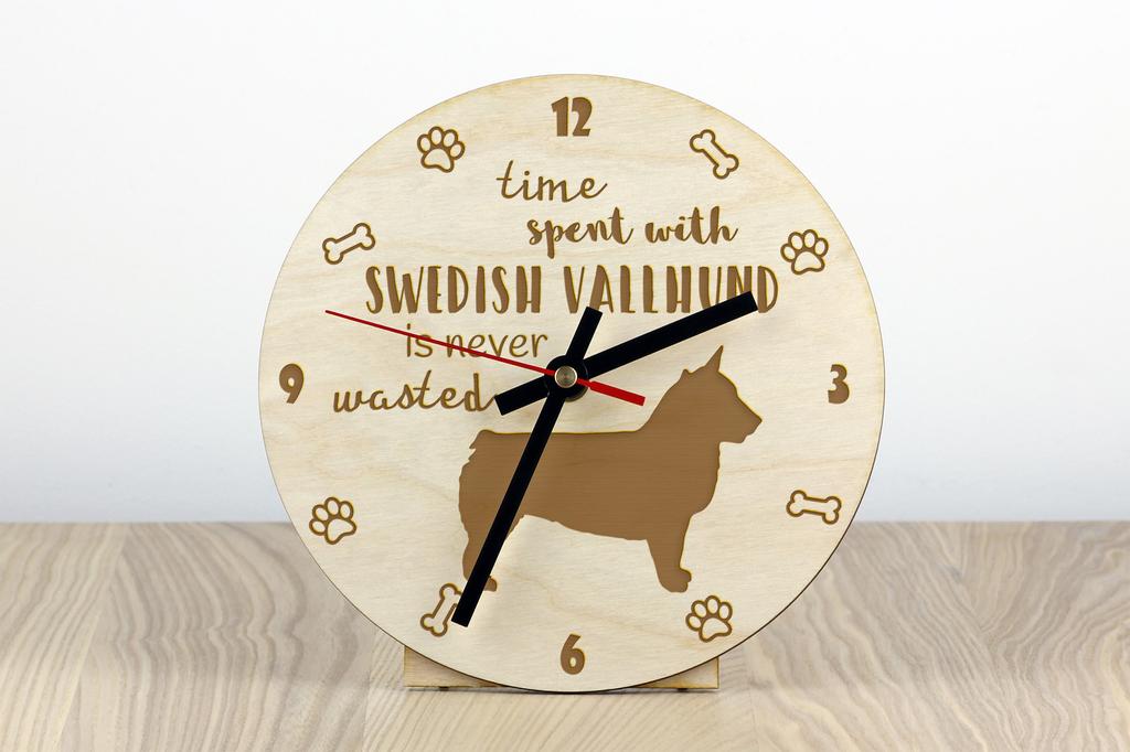 Švédský valhund, Švédský pastevecký pes, Švédský ovčák - hodiny se psem, dřevěné hodiny s rytinou, personalizované hodiny od Art-Dog