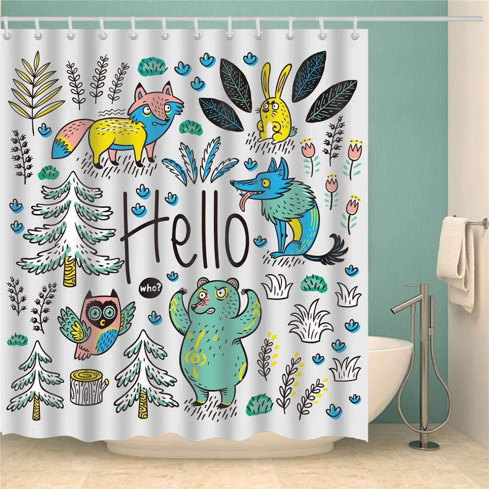 3D Buddha Plant Printed Bath Curtains Waterproof Polyester Fabric Bathroom Shower Curtain Screen with Hooks Bathroom Curtains