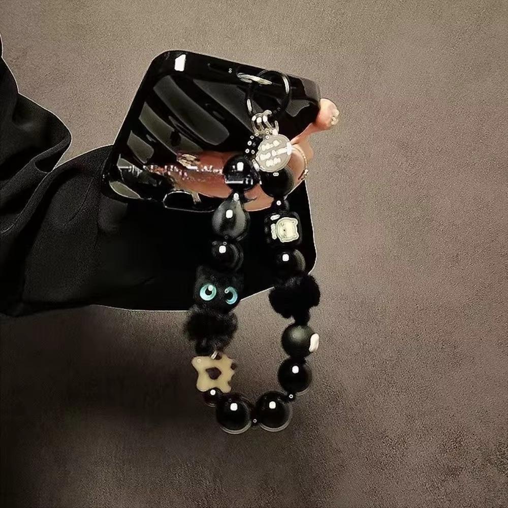 Cartoon Cat Wrist Strap Plush Car Keychain Ins Mobile Phone Lanyard  Bag Accessory
