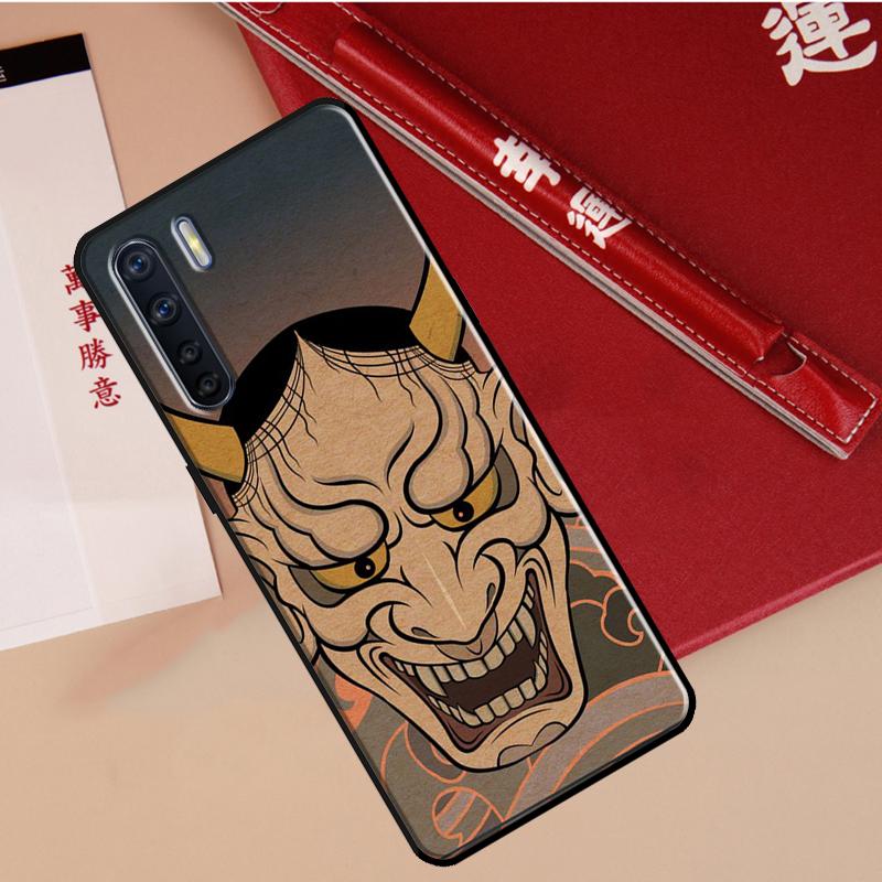 Samurai Oni Mask Case For Oppo A78 A38 A80 A60 A40 A18 A98 A58 A96 A76 A16 A94 A74 A54 A15 A17 A57 A77 A5 Pro