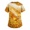 Women V Neck Short Sleeve Work Shirt with Pockets Beer Festival Print Top Nurse Scrub Uniform for Healthcare Professionals