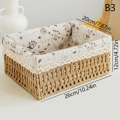 Cesta de almacenamiento de ratán de estilo japonés para cocina, organizador de frutas, comida, pan y artículos diversos, estuche de ratán para picnic.