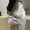 Women S Cute Bow Lace Contrast Tote Bag Single Shoulder Underarm Bag