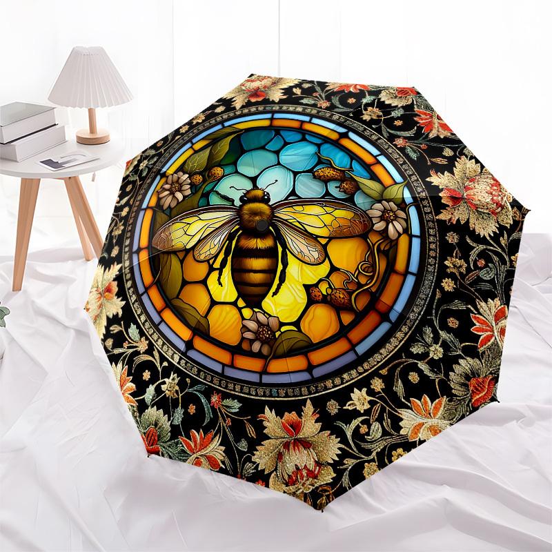 Bee Color RetroThemed Automatic Opening and Closing Umbrella - 8 Ribs, Suitable for Leisure and Going Out, Outdoor Accessory, Gothic Style,