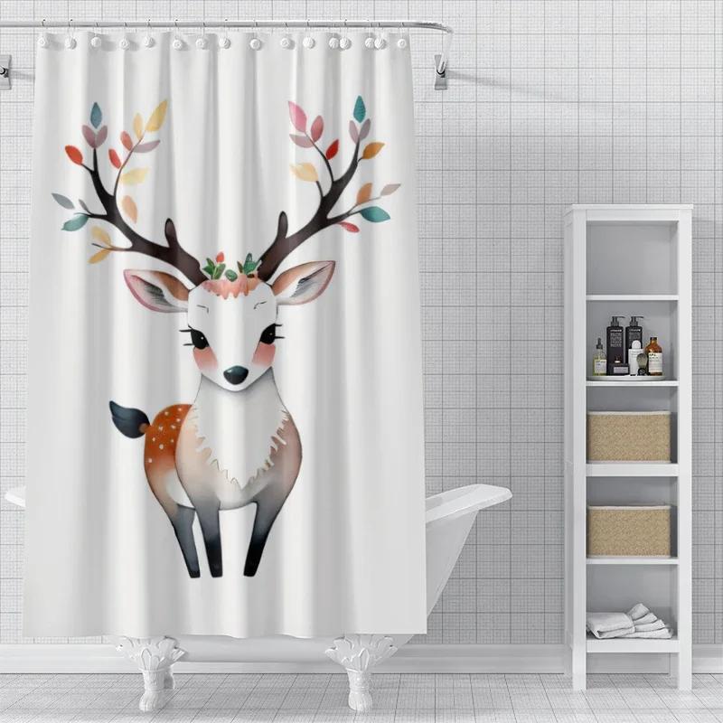Home Decoration Shower Curtains For Bathroom Waterproof Curtain Fabric Modern Nordic Style Living Room Merry Christmas Winter