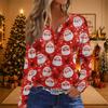Women's Casual Christmas Print Neck Top with 3/4 Sleeve