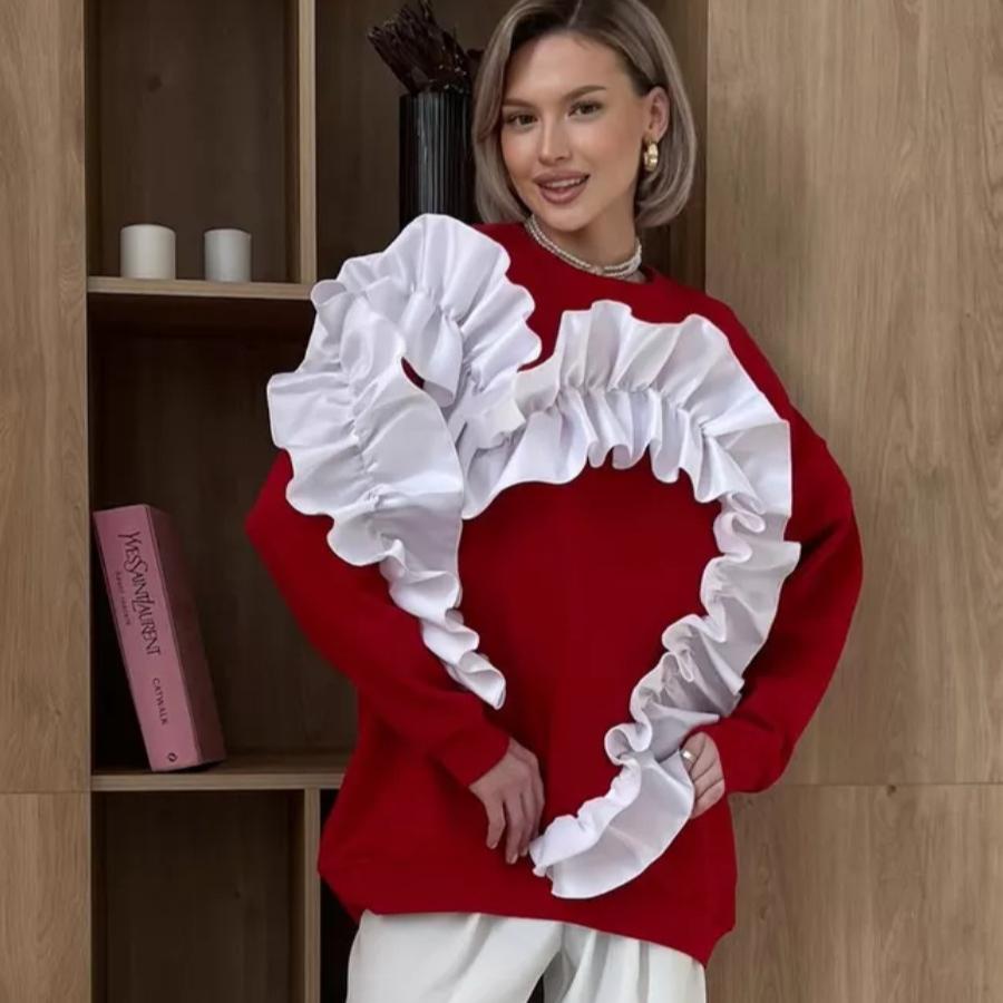 

Женские толстовки большого размера с капюшоном, флисовые свитера с круглым вырезом, повседневные топы, удобные пушистые наряды в стиле пэчворк, осенне-зимние пуловеры для женщин S красный