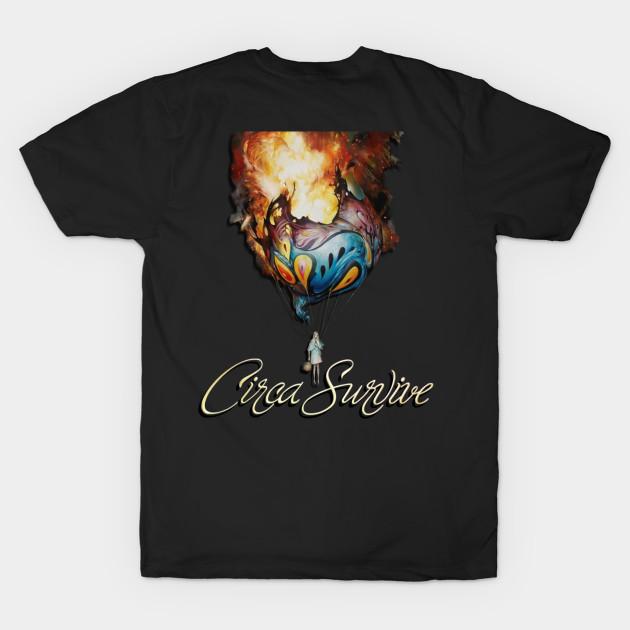 

Men Black Print T-shirt Circa Survive On Letting Go No-Cut Transfer Paper Print Cotton Tshirt 3XL