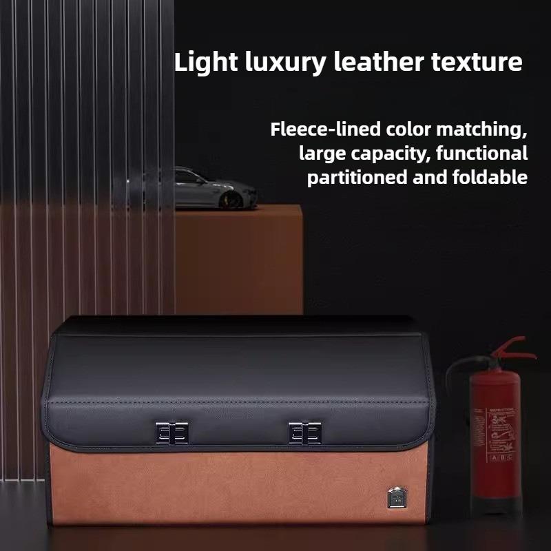 Light Luxury Suede Car Trunk Storage Box Large Capacity Foldable Car Trunk Organizer Trunk Accessories Car Storage Organizer Box