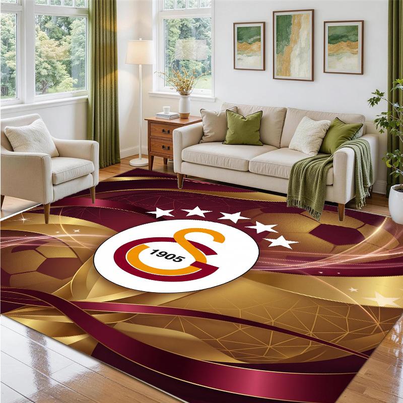 Galatasaray FC Design Crystal Velvet Rug Soft Decorative Mat for Bedroom Entrance