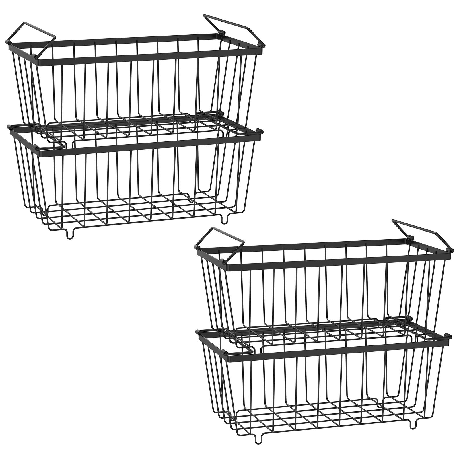 

4 шт. Металлическая корзина для морозильной камеры с откидными ручками, штабелируемая корзина для хранения в холодильнике для сортировки замороженного мяса