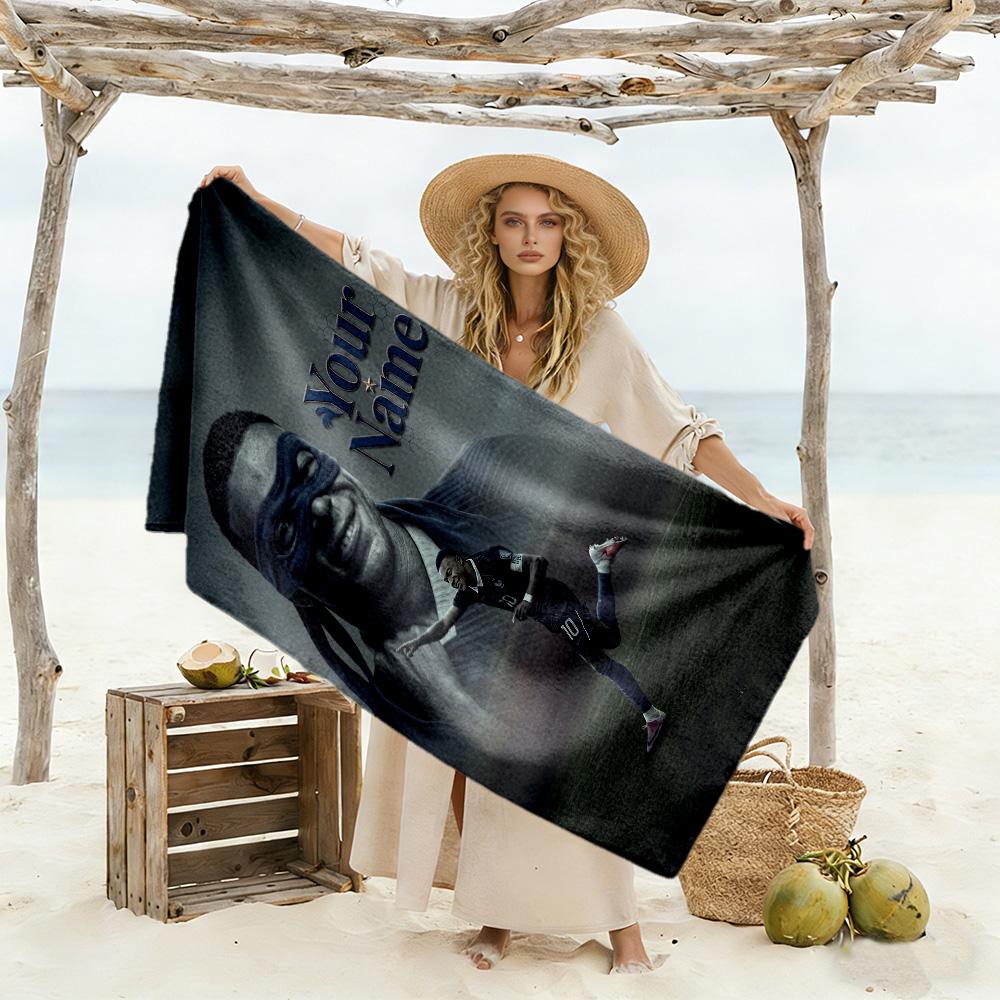 Mbappé Customize Text Beach Towel Soft Durable Quick-Dry Suitable for Swimming Gym Camping Yoga Vacation