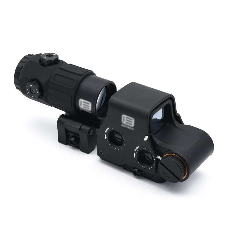 Improved Lens EO EXPS3 558 G45 Type Set Replica Dot Sight with Magnifier and Mount Spacer, 3x Booster Scope, Black Engraving