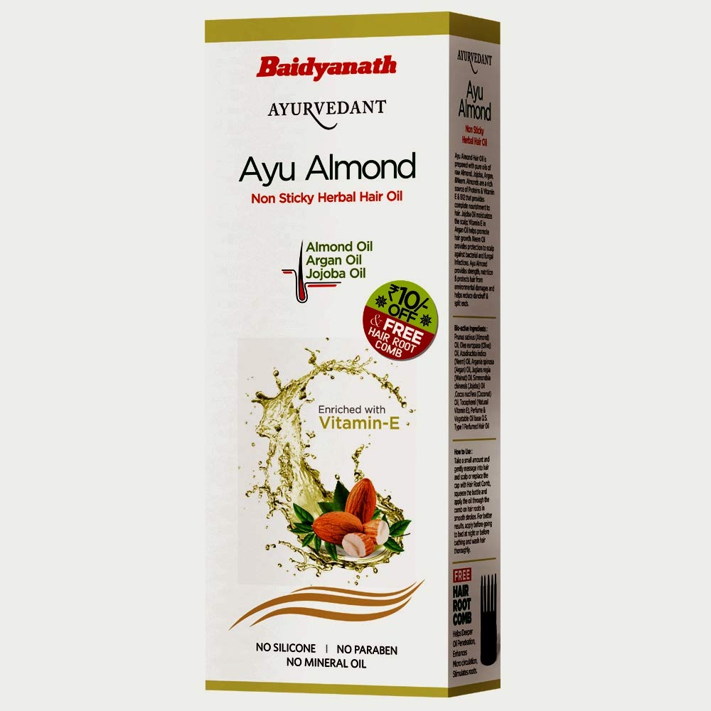 

Baidyanath Ayu Almond Non Sticky Herbal Hair Oil 100 Ml | Nourishing Lightweight Oil For Strong, Shiny, Smooth Hair & Scalp Care