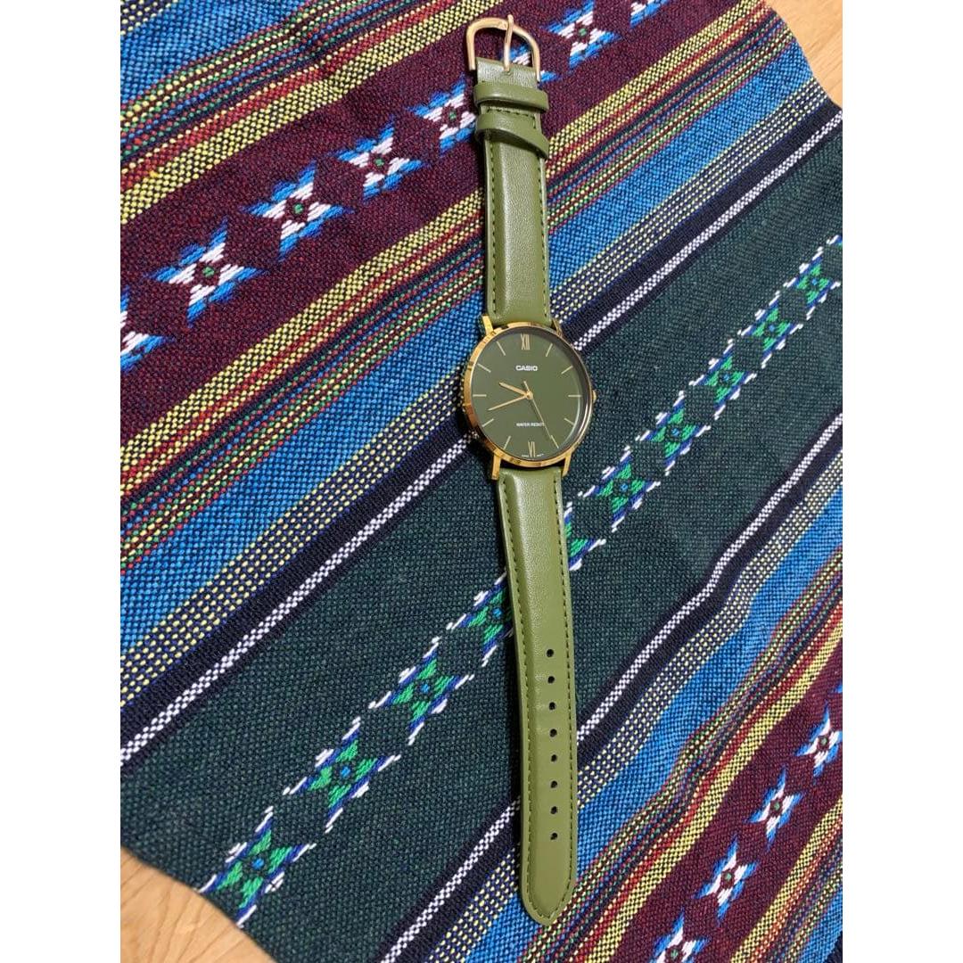 Used CASIO analog watch olive green