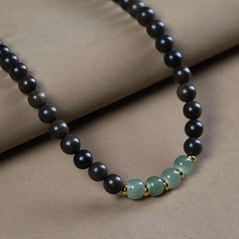 Bodhisattva Agarwood Bracelet: Double Circle Lotus & Cat Paw Beads, Jade Accents, Women's Prayer & Literary Play Accessory