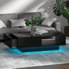 Coffee Tables Artiss Coffee Table Led Lights High Gloss Storage Drawer Modern Furniture Black