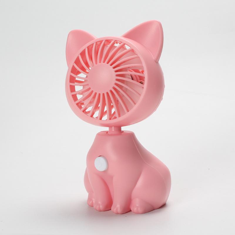 Battery-Powered Cute Cat Handheld Fan, Portable ABS Electric Fan. Without 3 AAA Batteries розовый