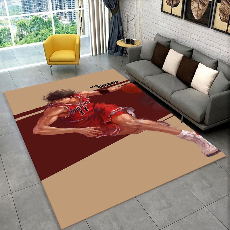 Retro Slam Dunk Basketball Anime Cartoon Carpet Rug for Bedroom Living Room Sofa Playroom Doormat Home Decor,Area Rug Non-slip
