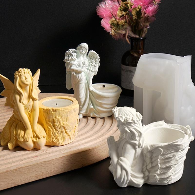 High Temperature Resistant Silicone Mould for Succulent Planter Angel Figure Flower Pots Mold Office Desk Ornament Mold