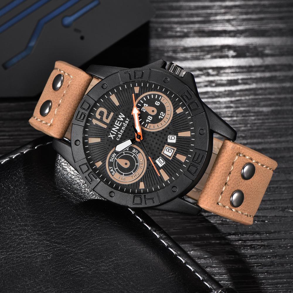 UTHAI CE87 Fashion Man watch Leather Strap Watch Date Sports Quartz Watch Trendy Clock Gift watches for man