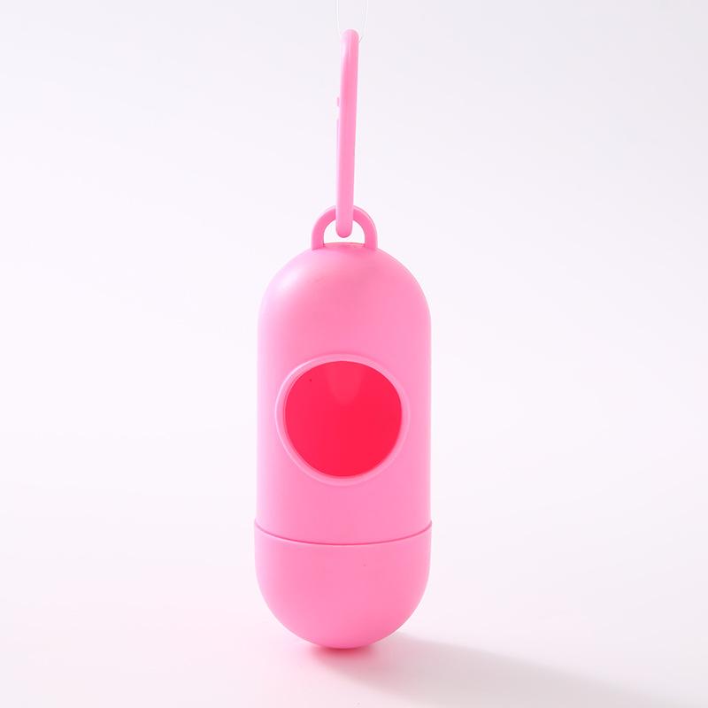 Portable Pet Waste Bag Dispenser Pill Shape Bullet-Shaped Garbage Box Cats Dogs Poop Extractive Clean-Up Bags Outside Walking
