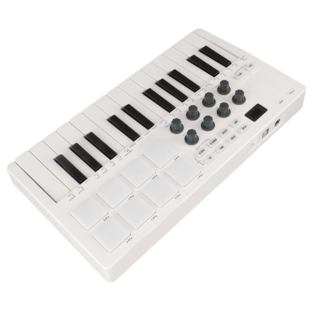 USB MIDI Keyboard Controller 25 Key MIDI Control Keyboard with 8 MPC Beat Pads 8 Backlit Drum Pads