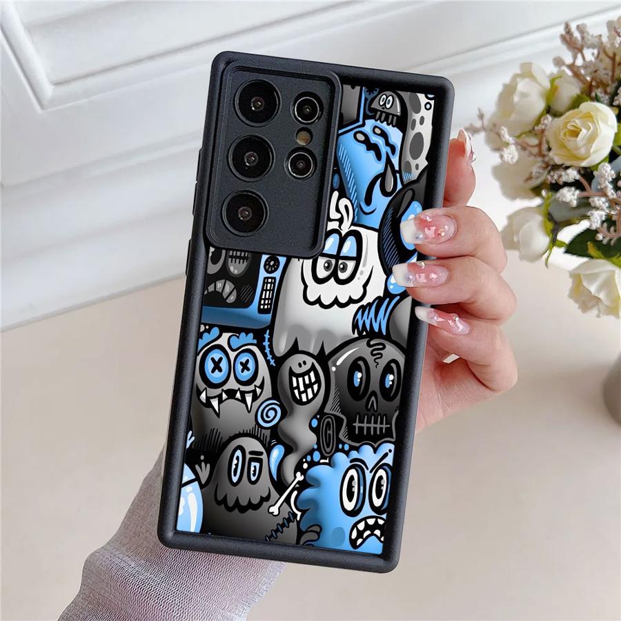 

Super Cool Black Graffiti Soft Shell Phone Case for Samsung Galaxy S24 Plus S22 S20 S21 S23 FE S25+ S25 Ultra S24+ S22+ S23+ Galaxy S21 FE