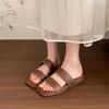 Fashion French Retro Rivets Slippers for Women Summer Outside Wear Flat Bottom Slides Seaside Holiday Leisure Beach Sandals