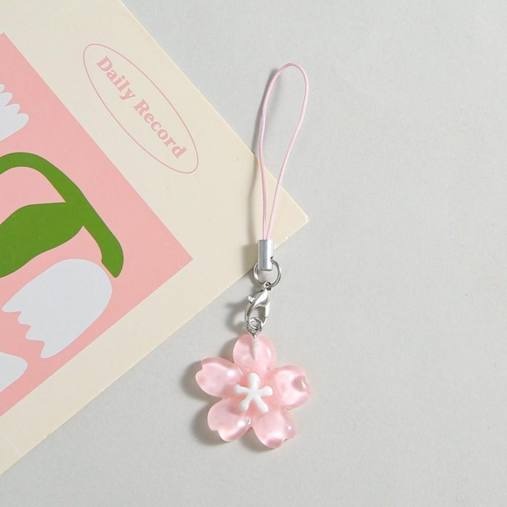 Resin Cherry Blossom Keychain Colorful Keyring New Mobile Phone Lanyard  Gift