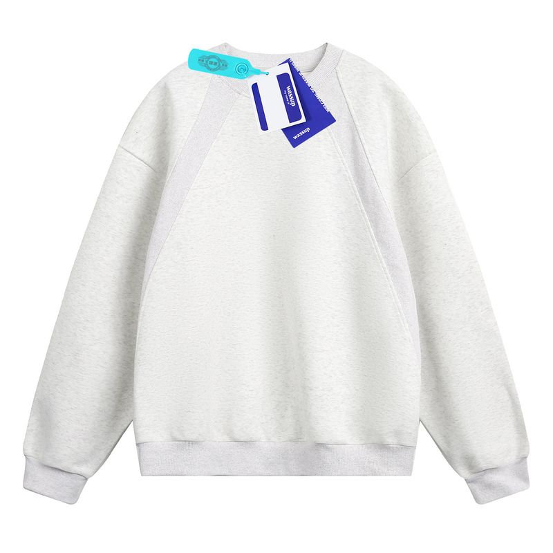 Wassup Design-Focused Niche Mid-Collar Casual Versatile Warm Spring and Autumn Design-Focused Oversized Raglan Sleeve Sweatshirt for Men